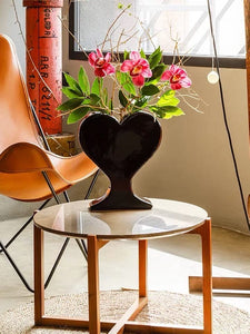 Black Heart Flower Vase