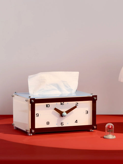 Retro Table Clock Tissue Box