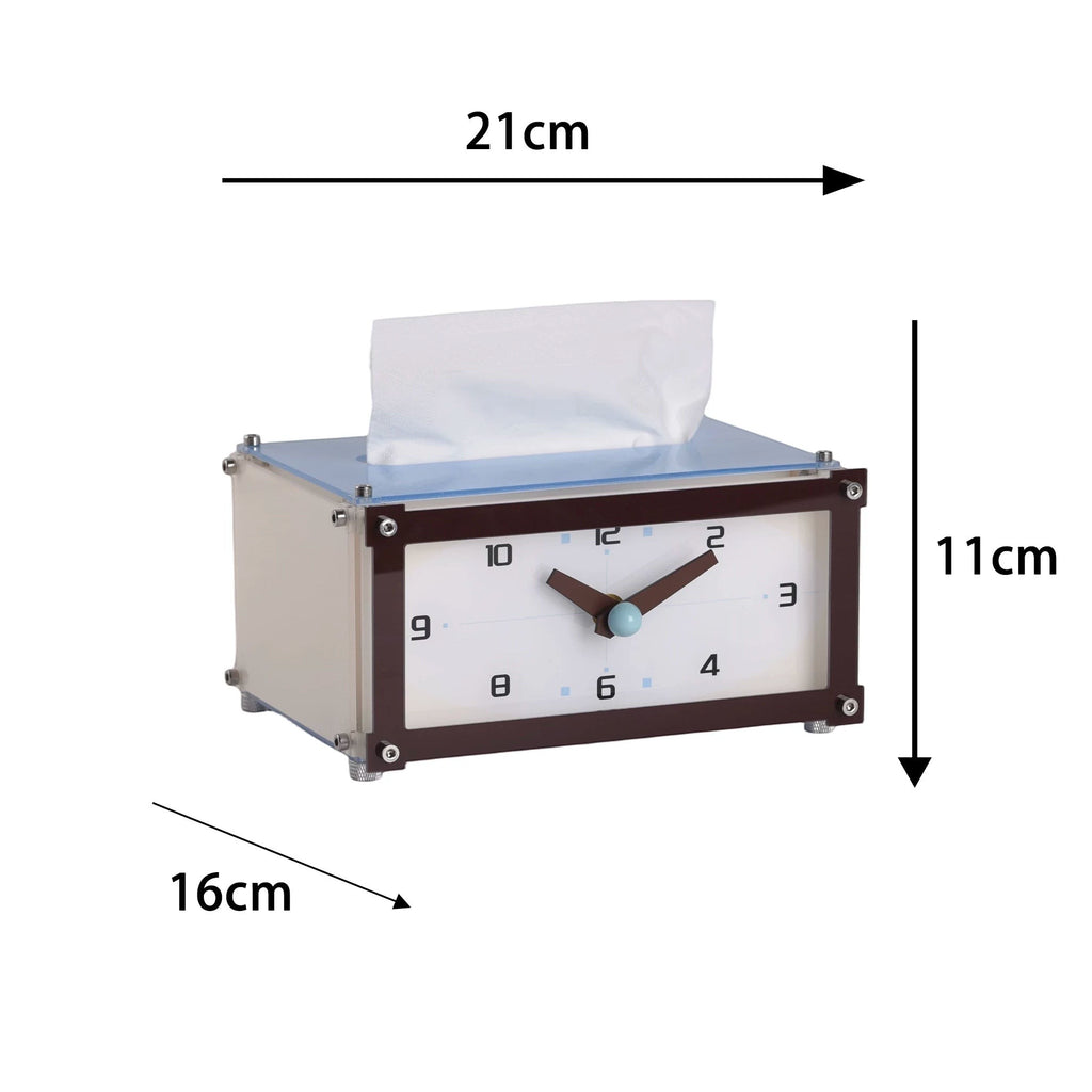 Retro Table Clock Tissue Box