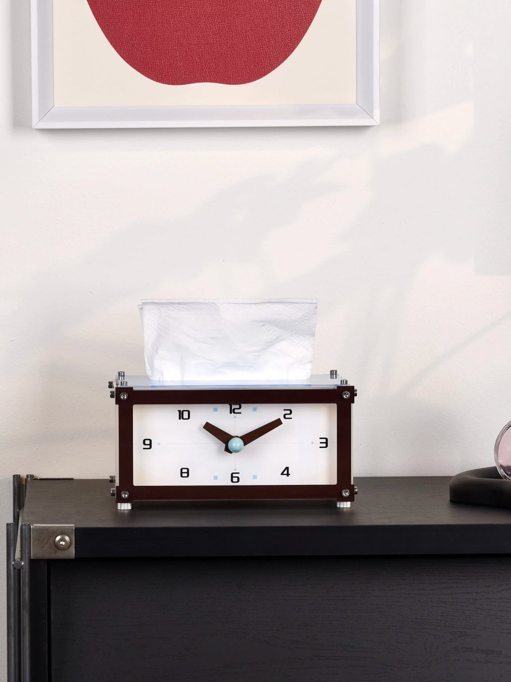 Retro Table Clock Tissue Box