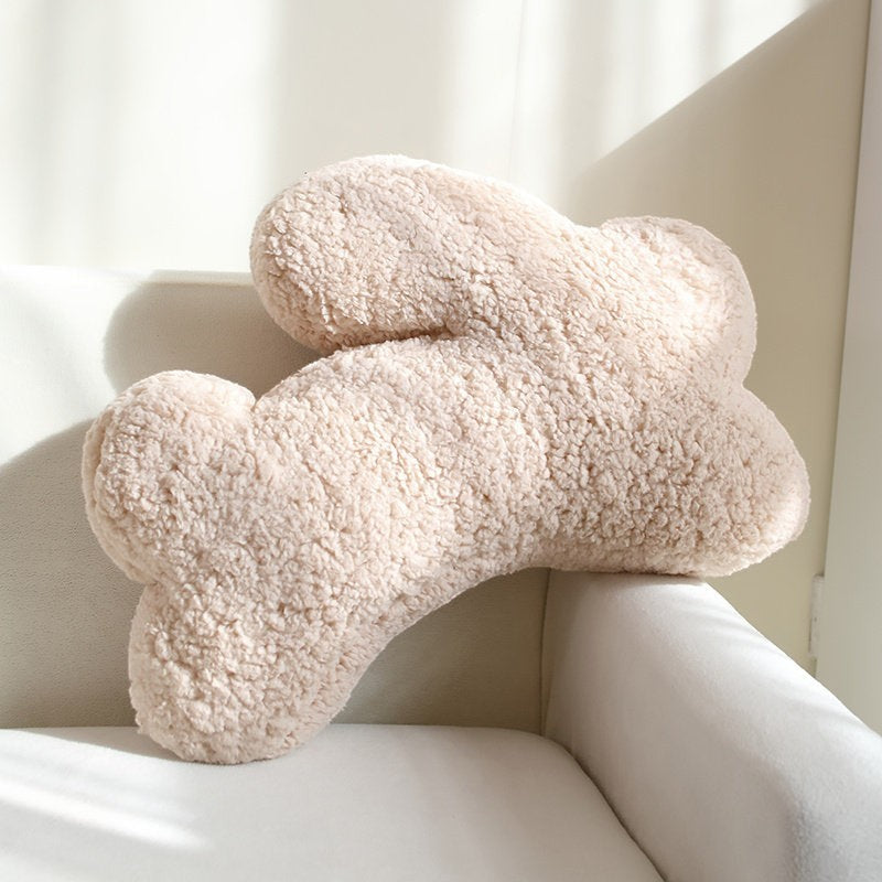 HOMELIVY plush beige bunny rabbit shaped throw pillow, soft sherpa material, perfect for kids' rooms or home decor.