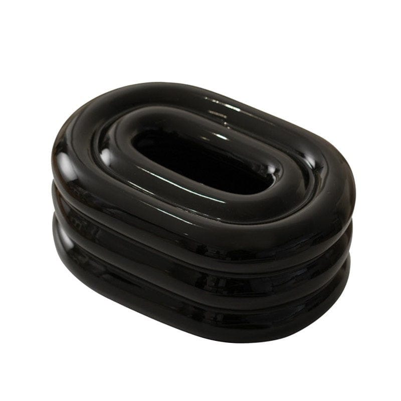 HOMELIVY black sculptural bubble form tissue box holder, retro design.