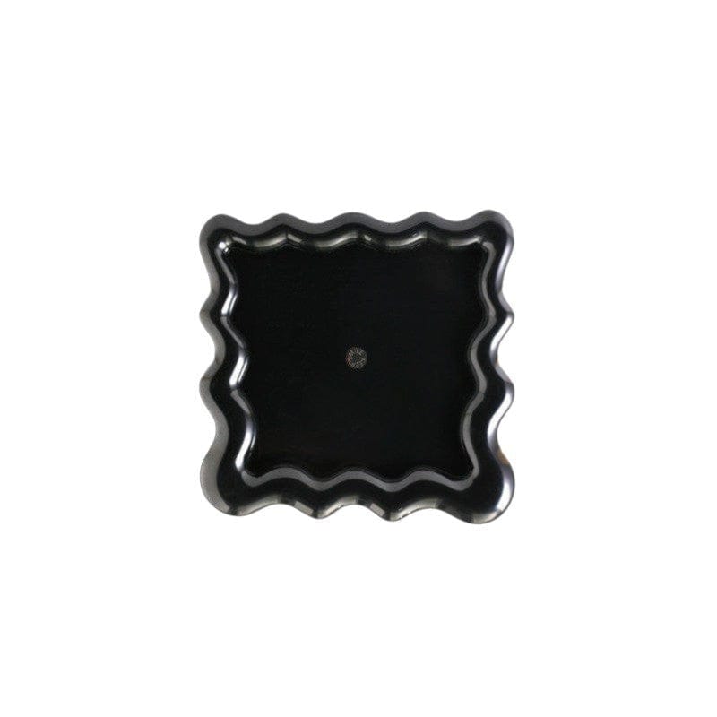 HOMELIVY black wavy ceramic tray, 30cm square, for jewelry, keys, or decor