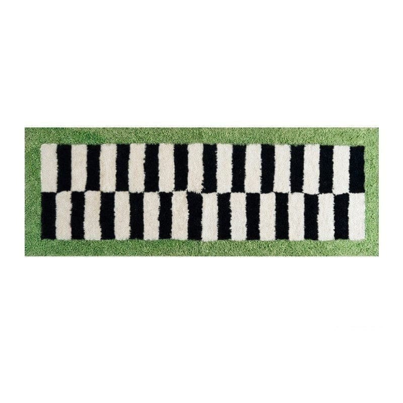 HOMELIVY blue and black checker runner rug with a soft, plush texture. Ideal for hallways or bedrooms.