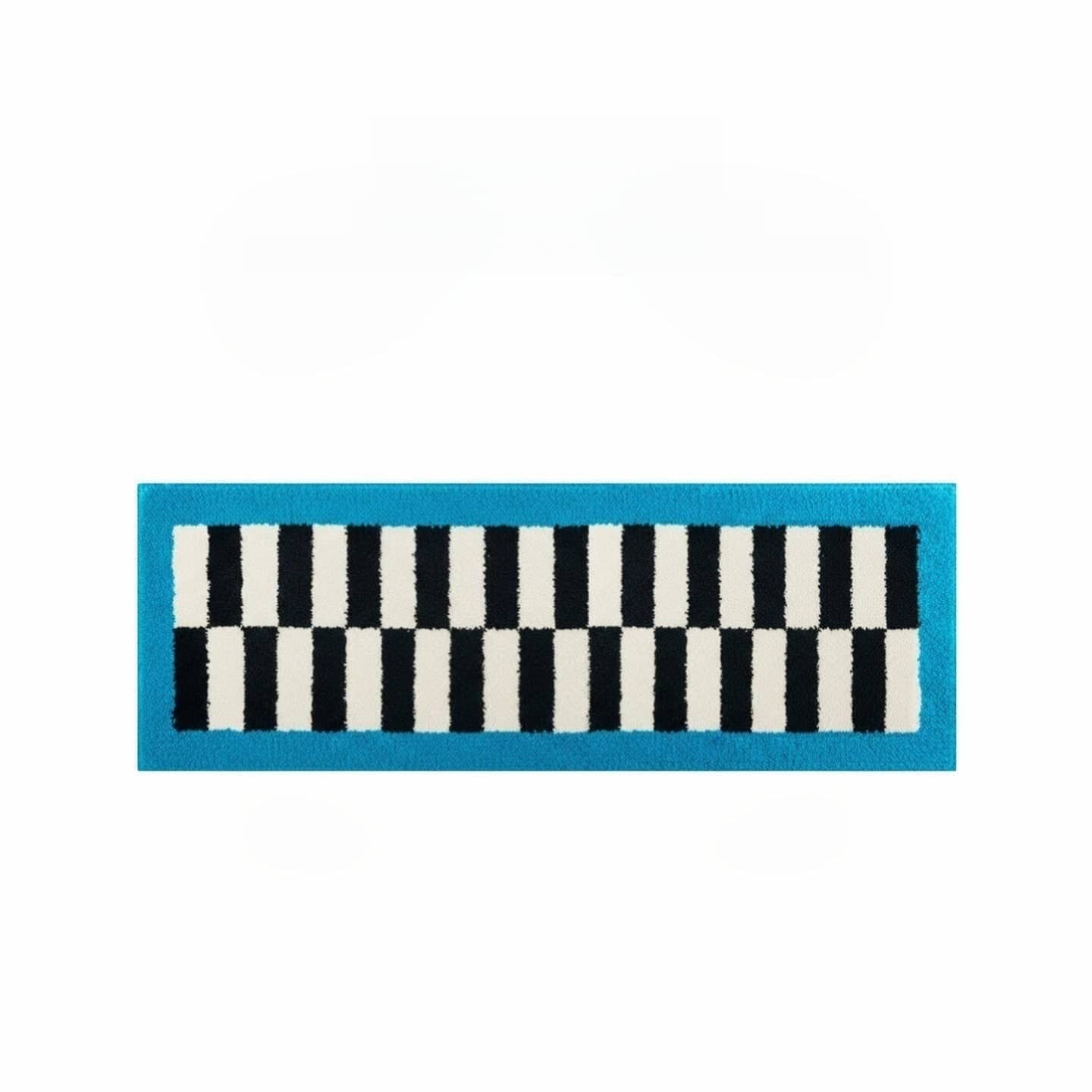 HOMELIVY blue black checker runner rug with electric blue border, 60x180cm