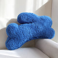 HOMELIVY plush blue bone-shaped throw pillow made of soft sherpa material, perfect for kids' rooms or home decor.
