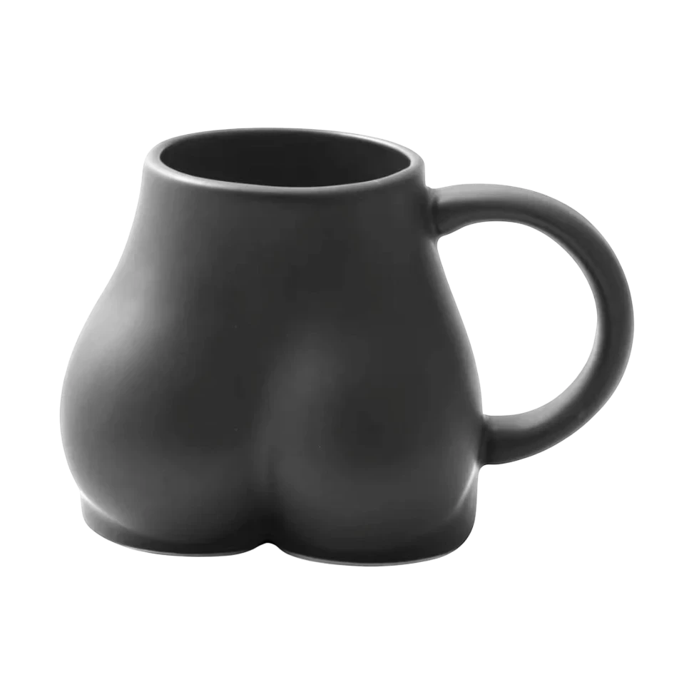 Black Butt Shaped Booty Mug, Novelty Mug
