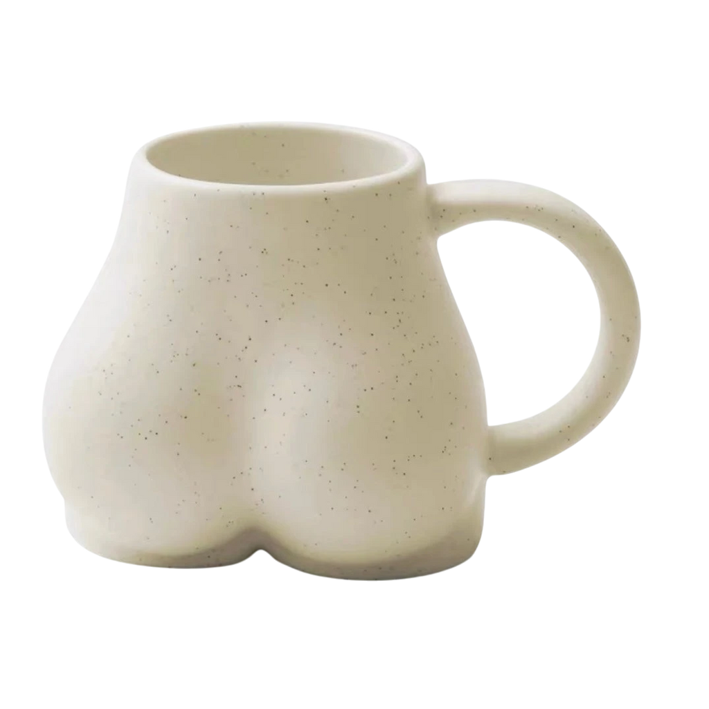 Cream White Butt Shaped Booty Mug, Novelty Mug