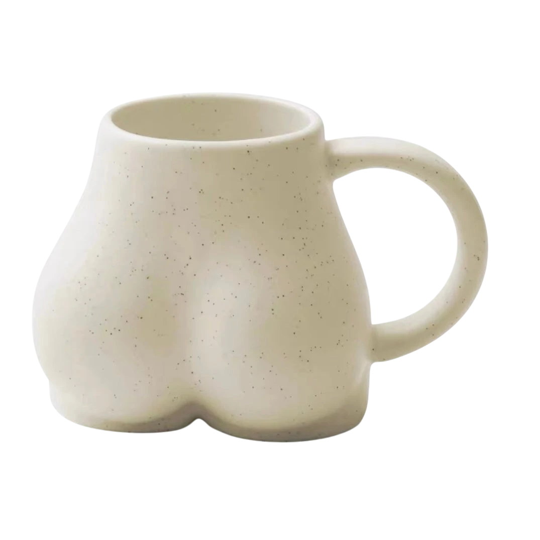 Cream White Butt Shaped Booty Mug, Novelty Mug
