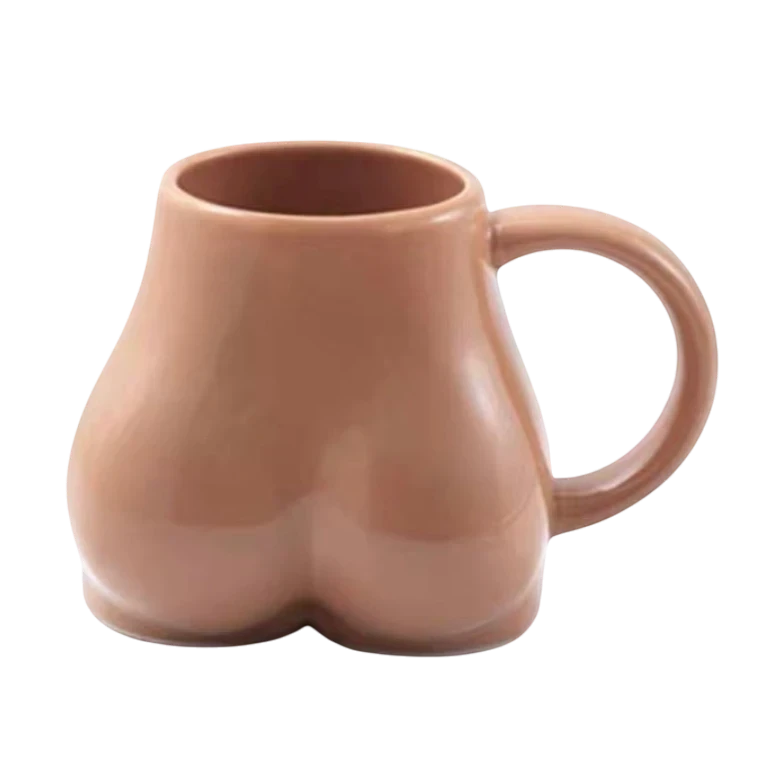 Brown Butt Shaped Booty Mug, Novelty Mug