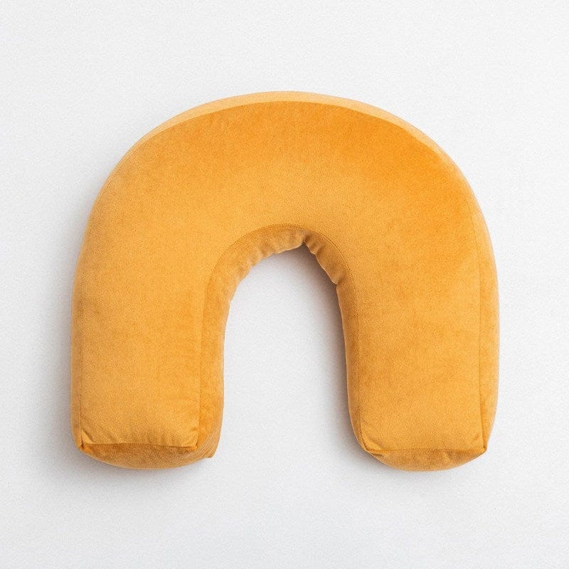 HOMELIVY burnt orange velvet arch cushion, suede-soft texture, sculptural accent for sofa or daybed.
