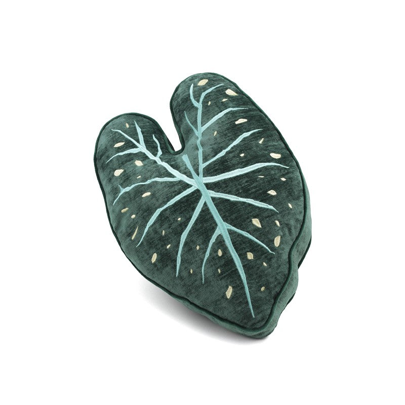 Green leaf shaped pillow cushion