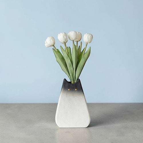 minimalist cat-shaped ceramic vase