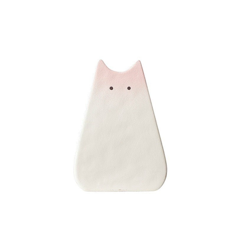 HOMELIVY minimalist white and pink ombre ceramic cat vase with a simple two-dot face design.
