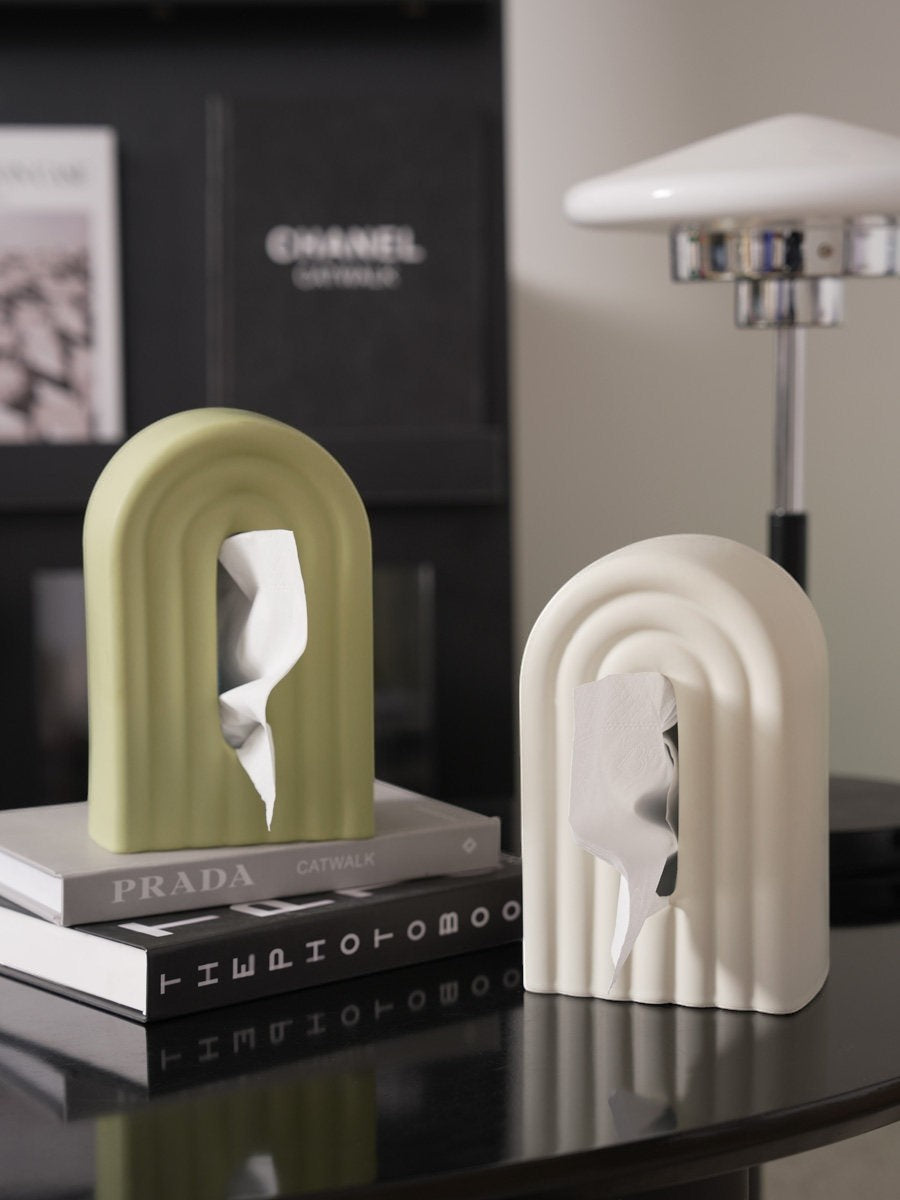 Funky retro rainbow arch ceramic tissue holder