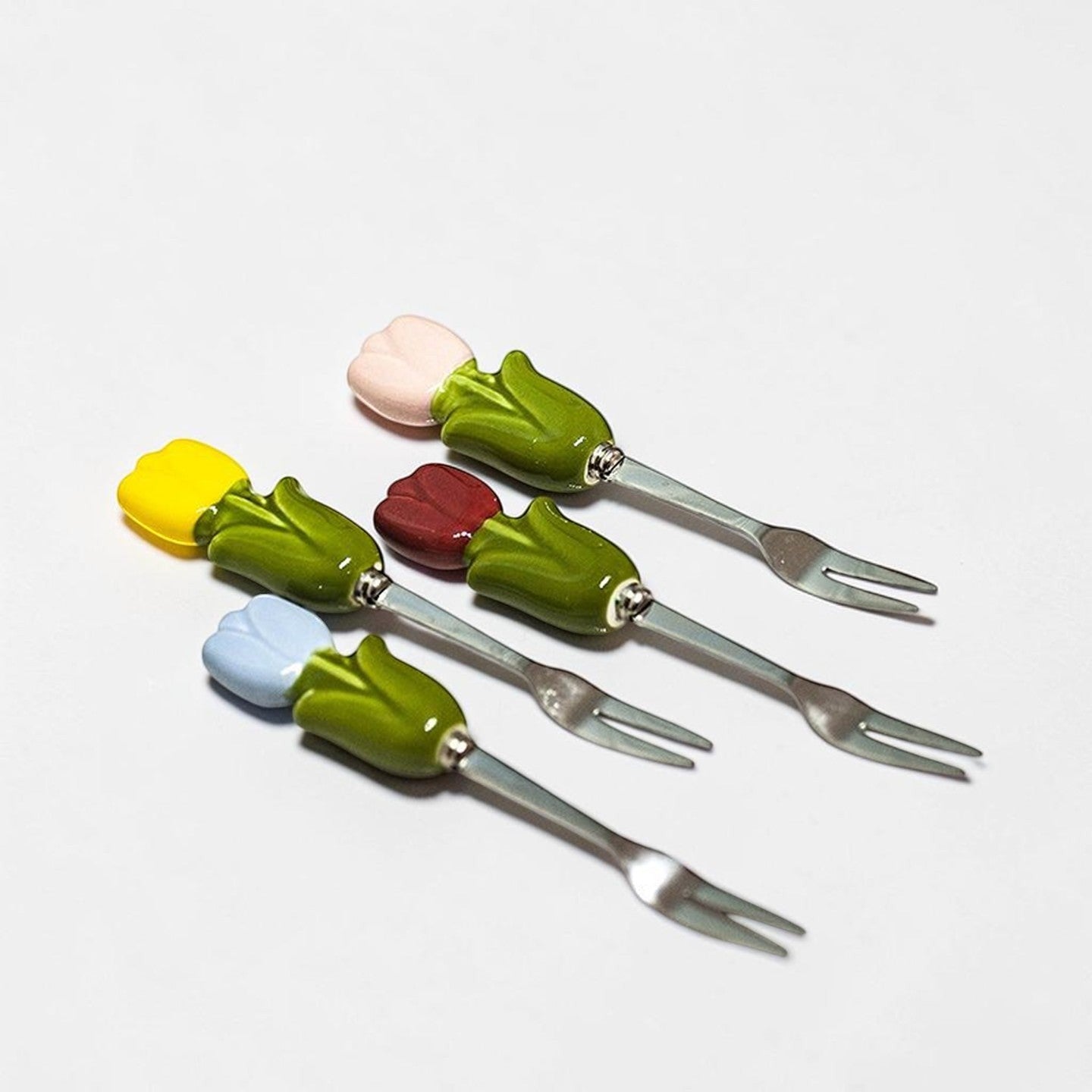 Ceramic Flower Fruit Fork Set
