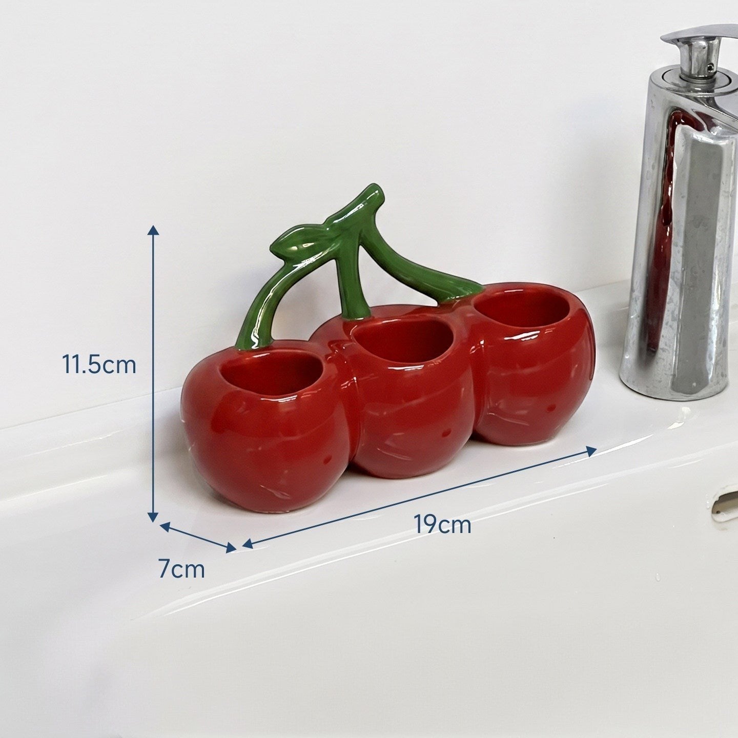 Retro Red Cherry Toothbrush Holder