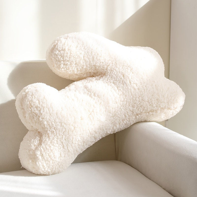 HOMELIVY plush cream bunny rabbit shaped throw pillow, soft sherpa material, perfect for kids' rooms and home decor.