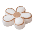 HOMELIVY daisy flower shaped pouf pillow in white and tan plush fabric for decorative home seating.
