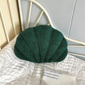 HOMELIVY dark green bouclé shell-shaped throw pillow, 35 x 25 cm, coastal decor accent.
