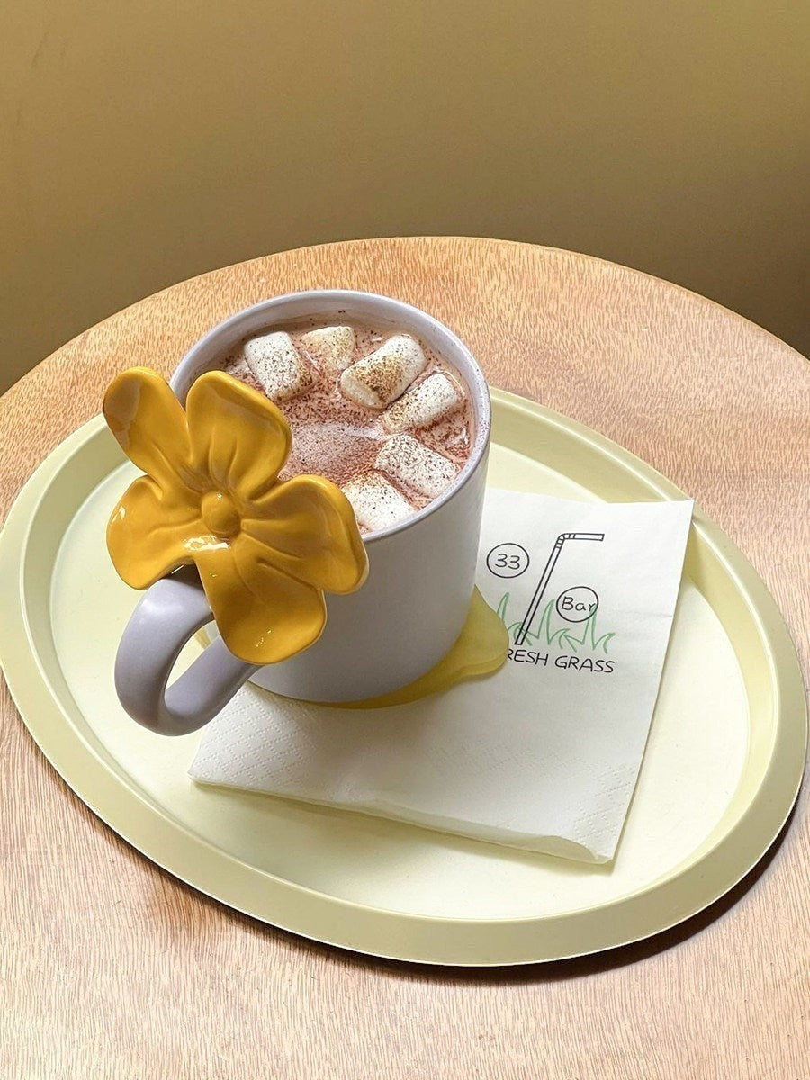 Pastel purple 3d flower handle aesthetic mug