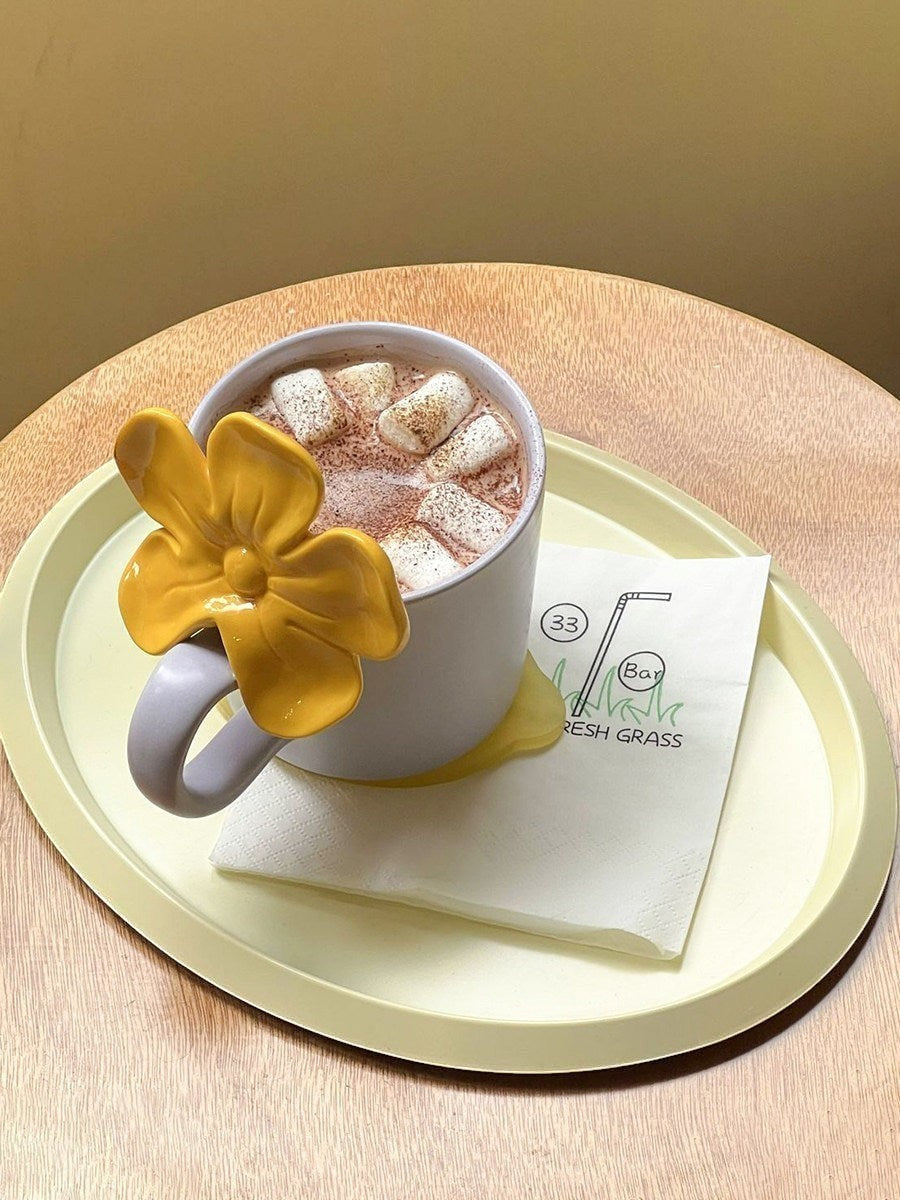 Pastel purple 3d flower handle aesthetic mug