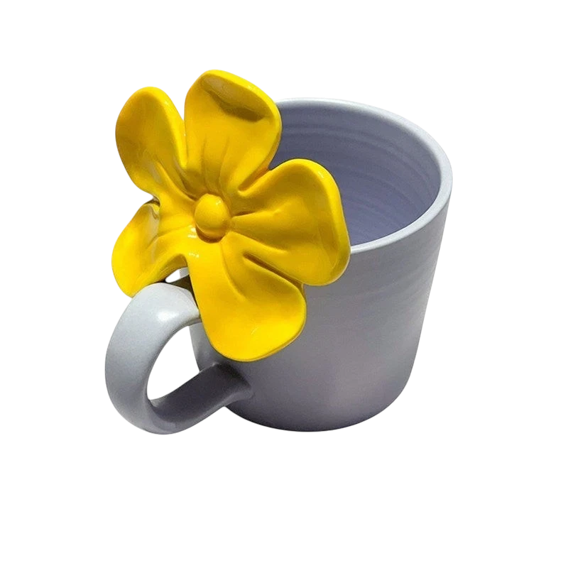 Pastel purple 3d flower handle mug