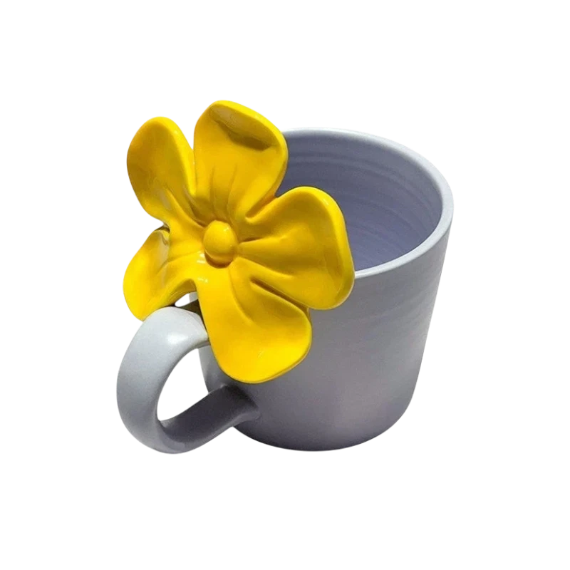 Pastel purple 3d flower handle mug