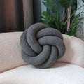 HOMELIVY dark grey boucle knot cushion pillow, 35cm diameter, adds texture and modern style to decor.