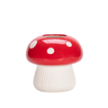 HOMELIVY red and white polka-dot ceramic mushroom vase with a textured stem for cottagecore home decor.