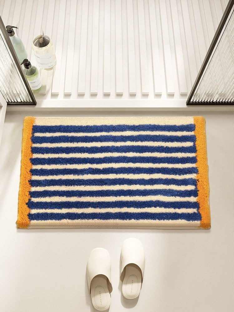 Retro striped coastal decor bath mat