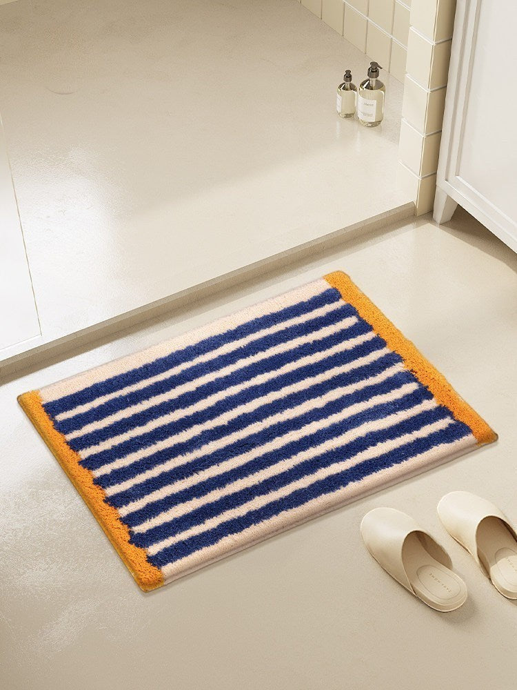 Retro striped coastal decor bath mat