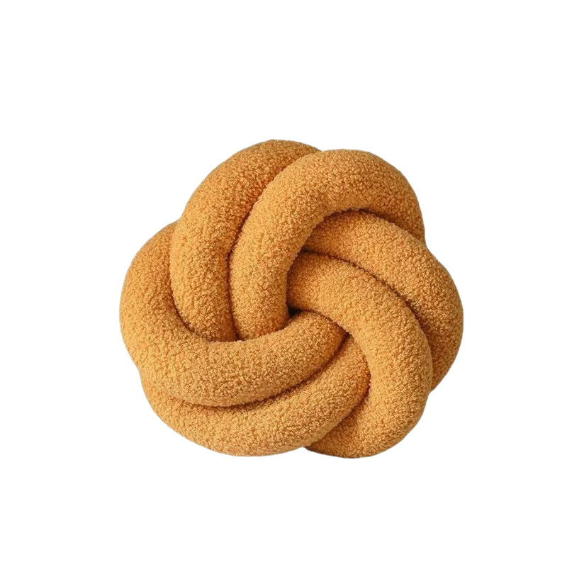 HOMELIVY orange boucle knot cushion pillow, 35cm diameter, decorative and modern style.
