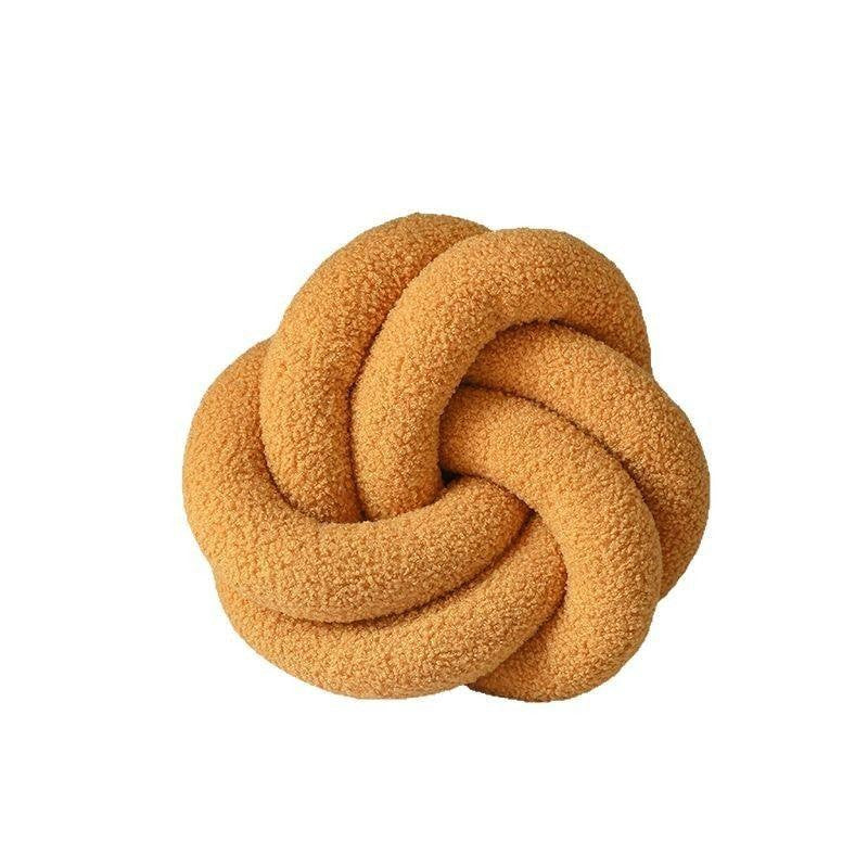 HOMELIVY orange boucle knot cushion pillow, 35cm diameter, adds texture and warmth to decor.