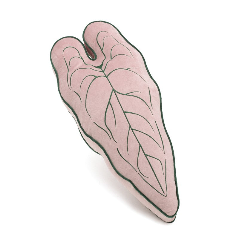 Pink leaf shaped pillow cushion