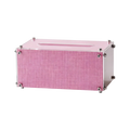 HOMELIVY pink acrylic tissue box with a modern grid pattern and industrial metal screw accents