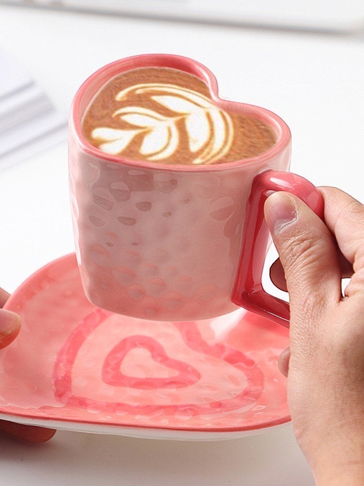 Cute pink heart shaped novelty mug