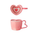 Pink Heart Shaped Coffee Mug & Saucer Set, Valentines gift mug set