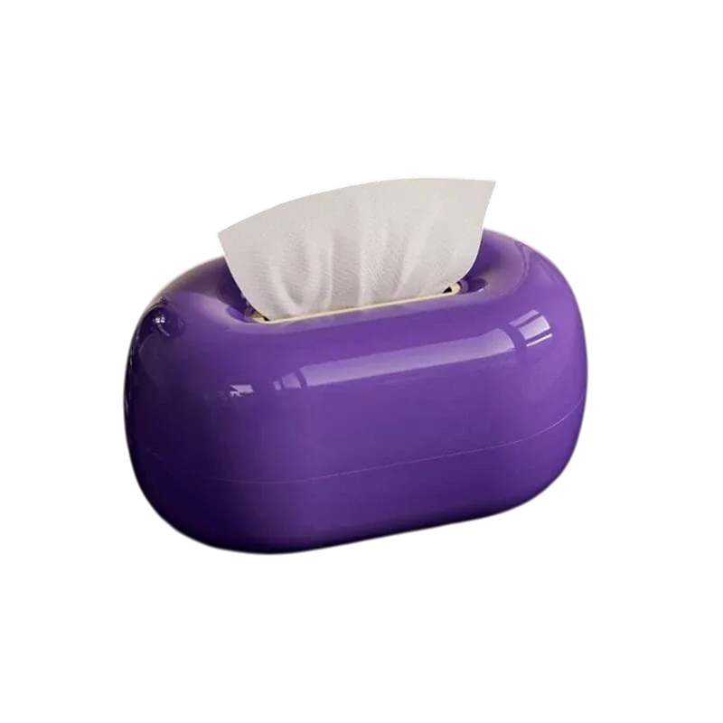 HOMELIVY purple glossy plastic retro round tissue box dispenser.