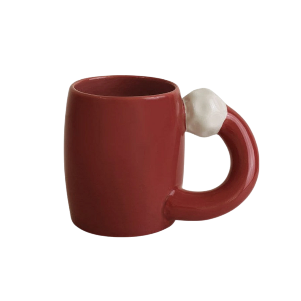 Cute red bubble round fat mug