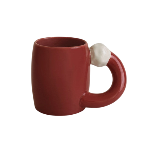 Cute red bubble round fat mug