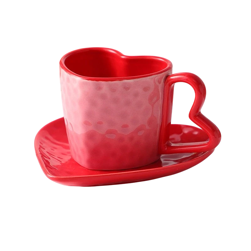 Strawberry pink heart shaped coffee cup