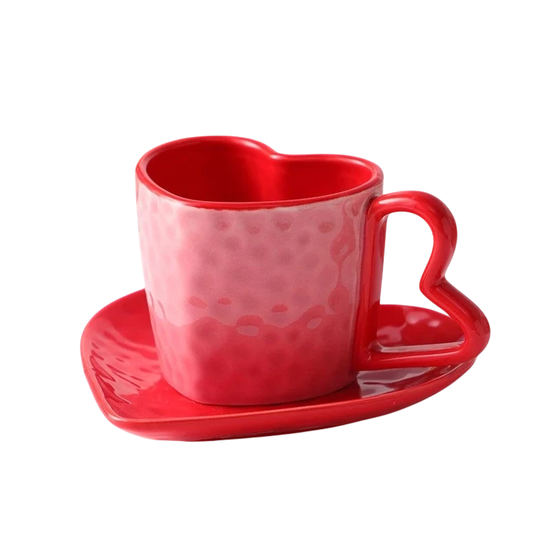 Strawberry pink heart shaped coffee cup