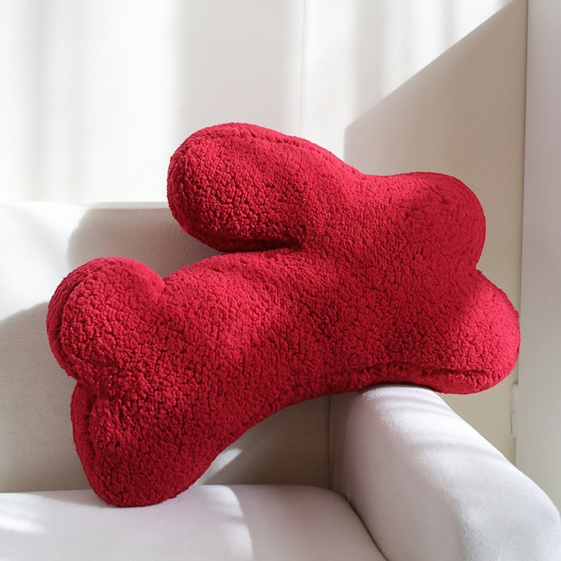 HOMELIVY red plush bunny rabbit shaped throw pillow for kids and home decor