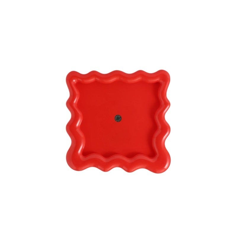 HOMELIVY red wavy ceramic tray, 30cm square, for jewelry, keys, or decor