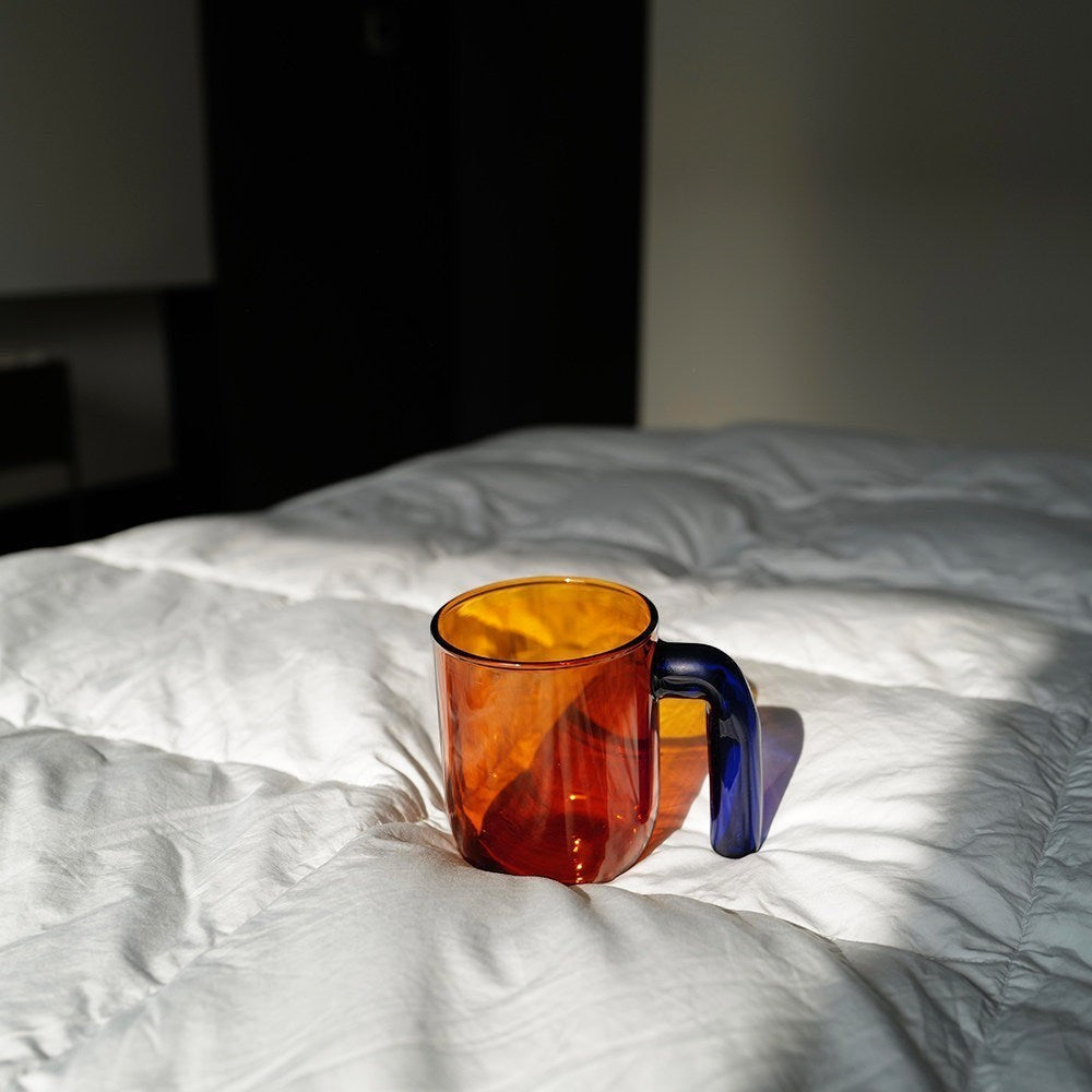 Retro two tone color tinted orange glass coffee mug