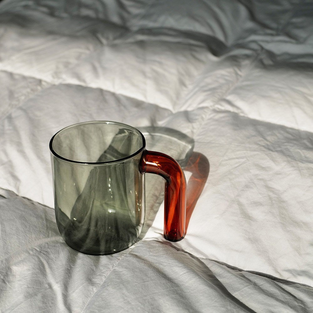 Retro two tone color glass coffee mug