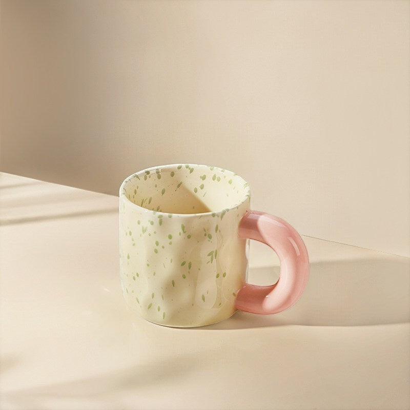Speckled Wavy Handle Pastel Aesthetic Mug