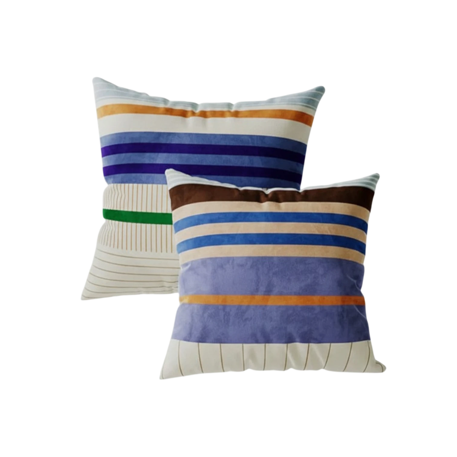 Blue beige dopamine decor stripe throw pillow