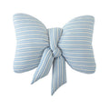 HOMELIVY ribbon bow shaped decorative cushion in white fabric with blue horizontal stripes